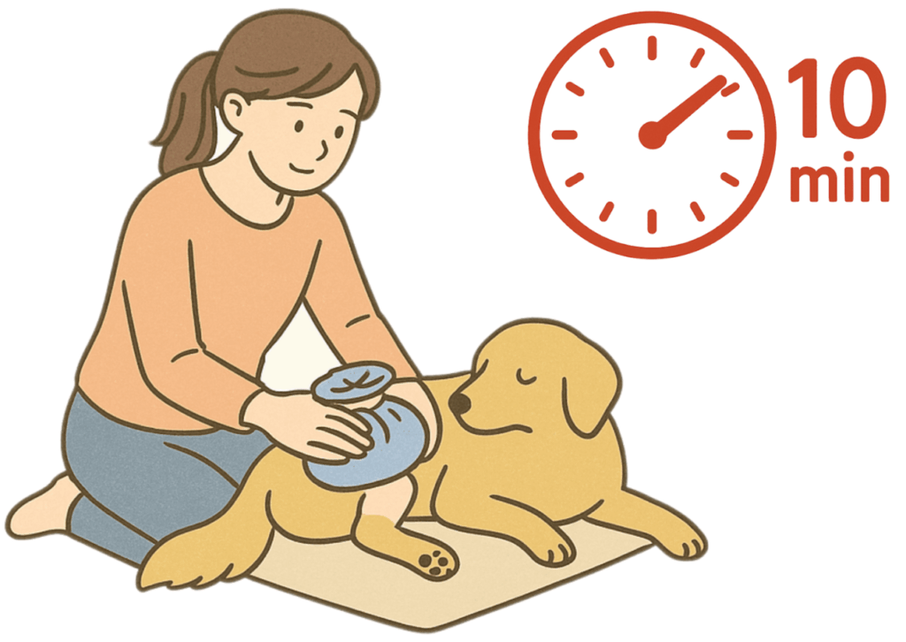 腫れている患部を冷やしている画像